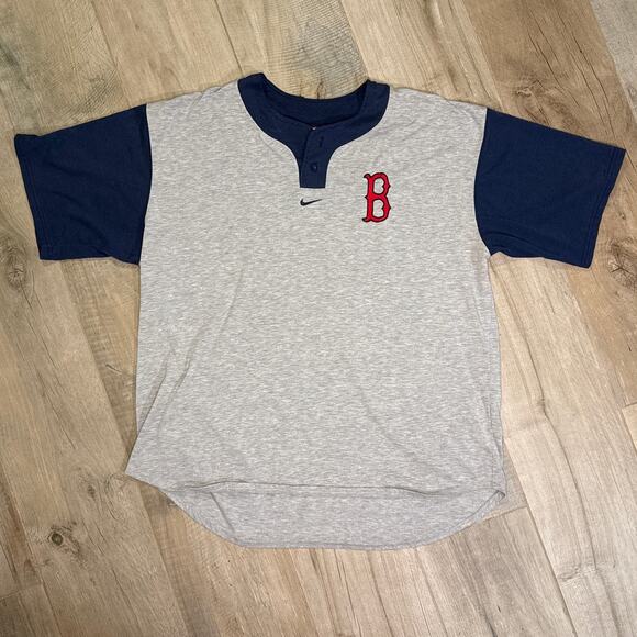 Nike Center Swoosh Boston Red Sox Ringer TShirt Mens Size XL MLB Team Vintage - Picture 1 of 6
